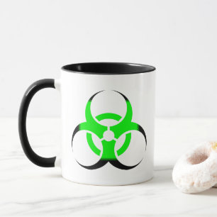 Caneca Símbolo de Biorisco Biológico verde e preto