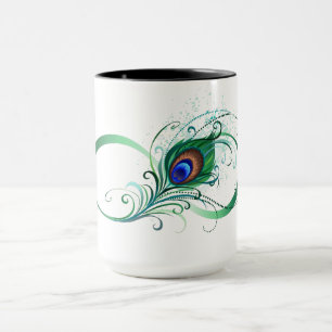 Caneca Símbolo de Infinito com Pena de Pavão