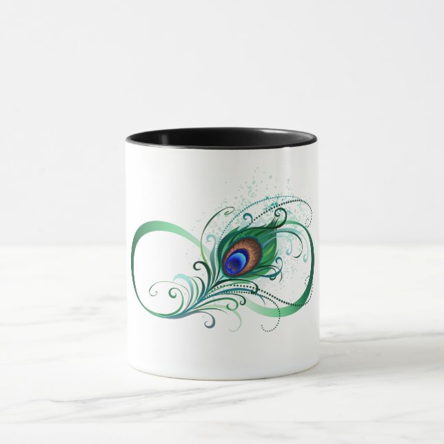 Caneca Símbolo de Infinito com Pena de Pavão (Centro)