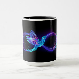 Caneca Símbolo de Infinito Neon com Beija-flor Brilhante