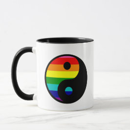 Caneca Símbolo de Orgulho LGBTQ Yin Yang Arco-íris de Equ