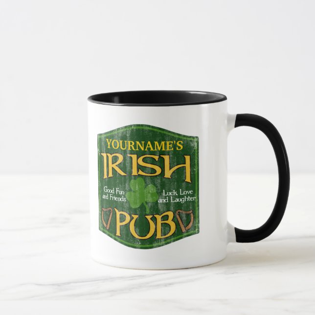 Caneca Símbolo de Pub Irlandês Personalizado (Direita)