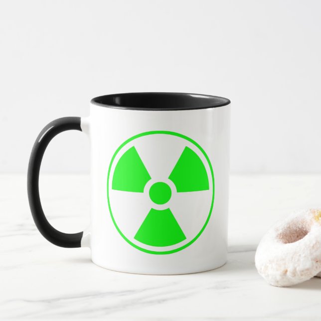 Caneca Símbolo de radiação radioativa nuclear em verde (Com Donut)