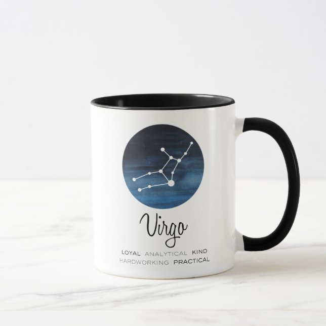 Caneca Símbolo de Virgem, Constelação, Café Zodiac (Direita)