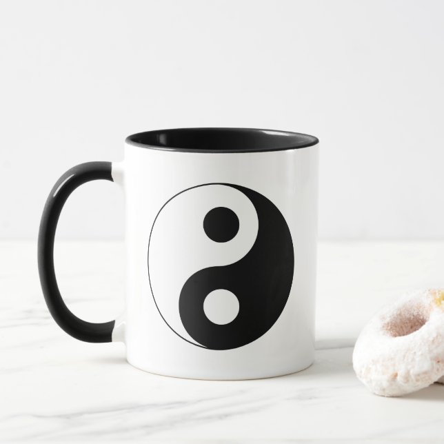 Caneca Símbolo de Yin branco e preto e Yang (Com Donut)
