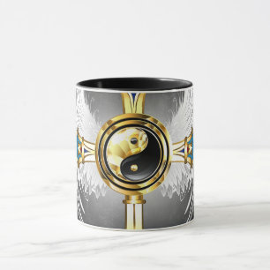 Caneca Símbolo Devine Egípcio Dourado Yin Yang