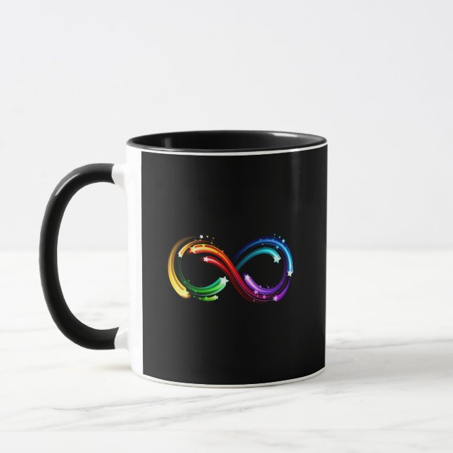 Caneca Símbolo do infinito de cometas arco-íris (Esquerda)
