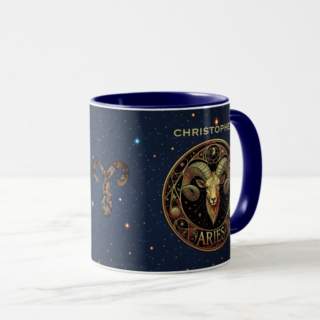 Caneca Símbolo do Zodíaco Áries Carneiro (Frente Esquerda)