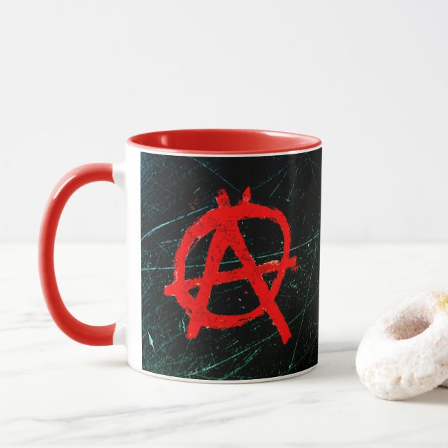 Caneca Símbolo Grungy Red Anarchy (Com Donut)