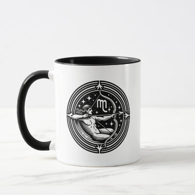 Caneca Símbolo Horoscópio Sagitário Símbolo e Traços (Esquerda)