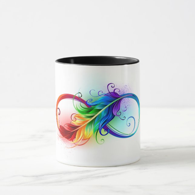 Caneca Símbolo Infinito com Pena Arco-Íris (Centro)