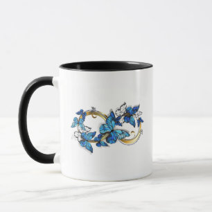 Caneca Símbolo Infinito de Borboletas Azuis Morpho