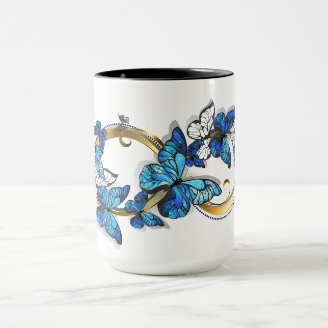 Caneca Símbolo Infinito de Borboletas Azuis Morpho (Centro)