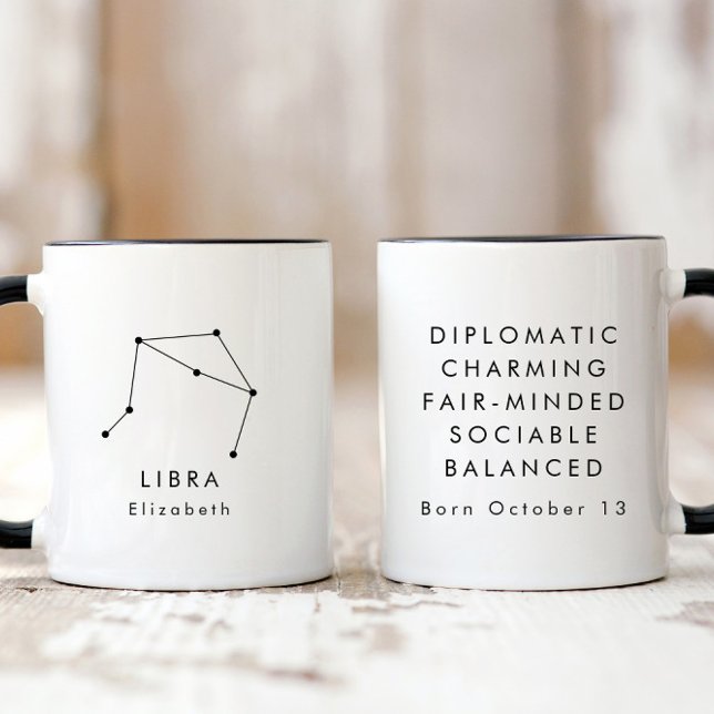 Caneca Símbolo Mineral Personalizado Libra Zodiac (Criador carregado)