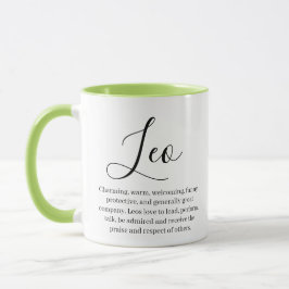 Caneca Símbolo personalizado Leo Zodiac Nome e caracterís