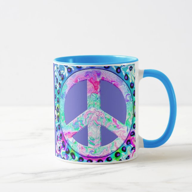 Caneca Símbolo Psicodélico de Paz Abstrato (Direita)