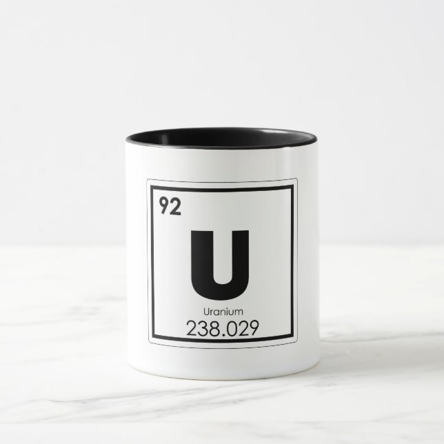 Caneca Símbolo químico de urânio fórmula química (Centro)