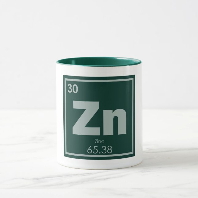 Caneca Símbolo químico de zinco fórmula química: (Centro)