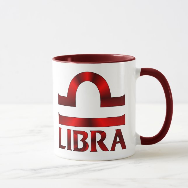 Caneca Símbolo vermelho do horóscopo do Libra (Direita)