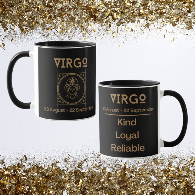 Caneca Símbolo Virgo Zodiac com Símbolo e Traços (Virgo Zodiac Coffee Mug with traits)