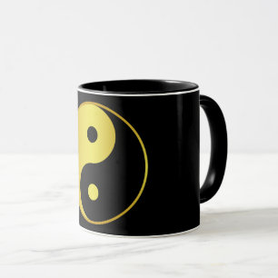 Caneca Símbolo Yin e Yang Dourada filosofia asiática co