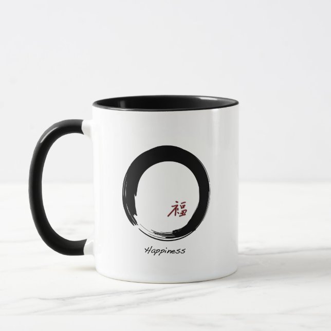 Caneca Símbolo Zen com caráter de felicidade (Esquerda)
