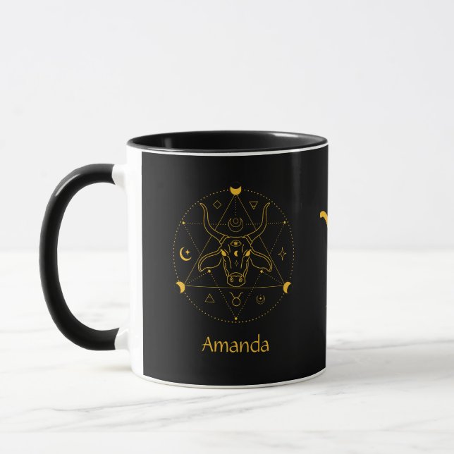 Caneca Símbolo Zodiac Taurus Ouro Yellow Personalizable M (Esquerda)