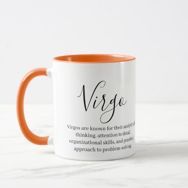 Caneca Símbolo Zodiac Virgo Personalizado Nome e Traços (Esquerda)
