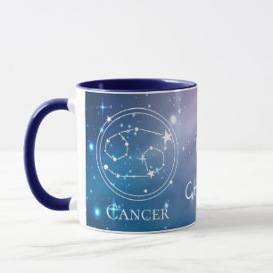 Caneca Símbolo Zodíaco CANCER Azul Roxo Nome Monograma