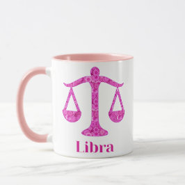 Caneca Símbolo Zodíaco para Libra em Magenta e Rosa