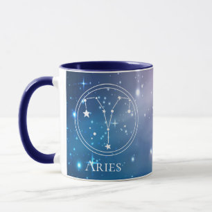 Caneca Símbolo Zodiato Cujo Nome Azul Roxo ARIES Monogram