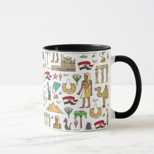 Caneca Símbolos da cor do teste padrão de Egipto
