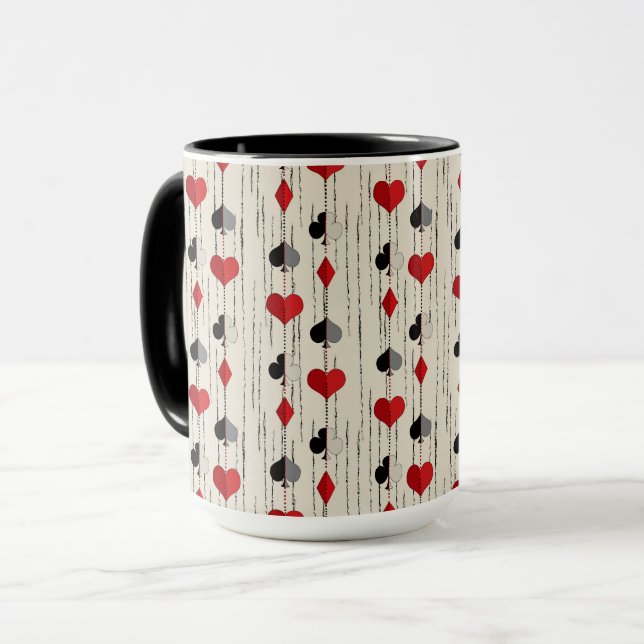 Caneca Símbolos de Cartas de Poker (Frente Esquerda)