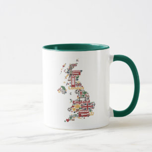 Caneca Símbolos do mapa de Inglaterra