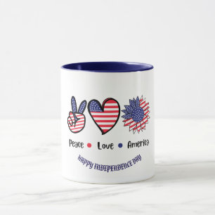 Caneca Símbolos Patrióticos da "Paz e Amor América" Perso