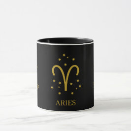 Caneca Simple Black and Gold  Aries Zodiac Coffee