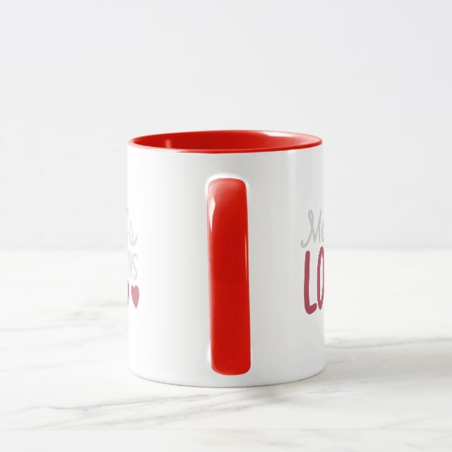 Caneca Simple Love Heart Typography Red Two Tone Mug (Alça)