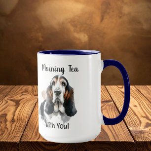 Caneca Simples Chá da Manhã Marrom Basset Personalizar