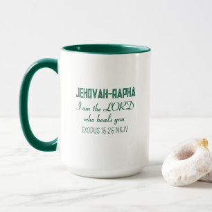 Caneca Simples Fé de Cura Nome de Deus Verde Minimalista