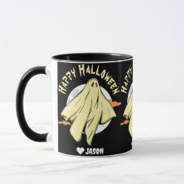 Caneca Simples Feliz Fantasma Louco de Halloween