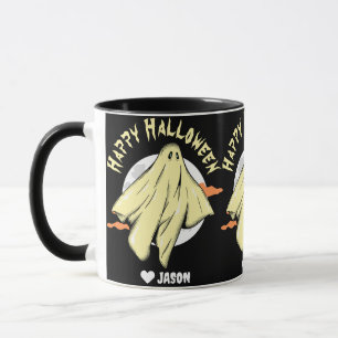Caneca Simples Feliz Fantasma Louco de Halloween