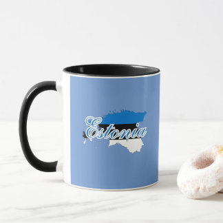 Caneca Simples mapa moderno da Estônia da bandeira nacion