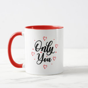 Caneca Simples Romance Ama Apenas Você Escrito Preto Eleg