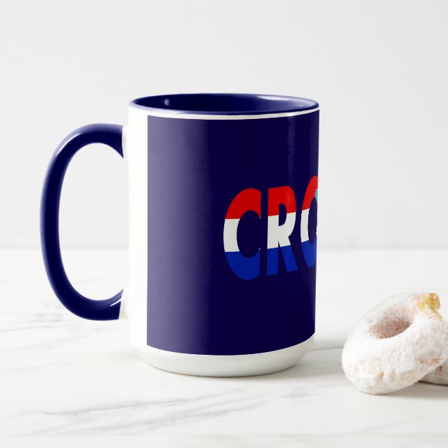Caneca Simples Roupa de Bandeira Nacional da Croácia Mode (Com Donut)