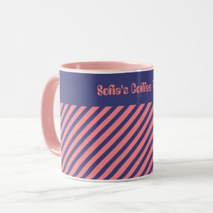 Caneca Simples Tiras de Corais Azuis à Meia-Noite Azul