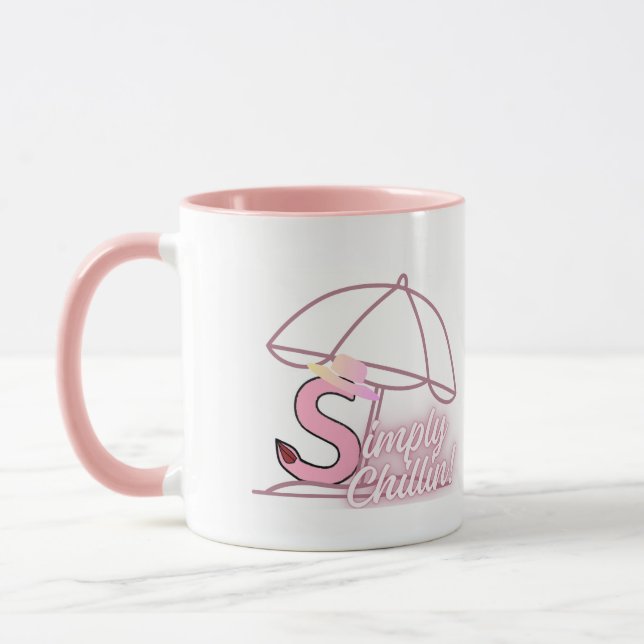 Caneca " Simplesmente Relaxando " (Rosa) por Kriyas Colle (Esquerda)