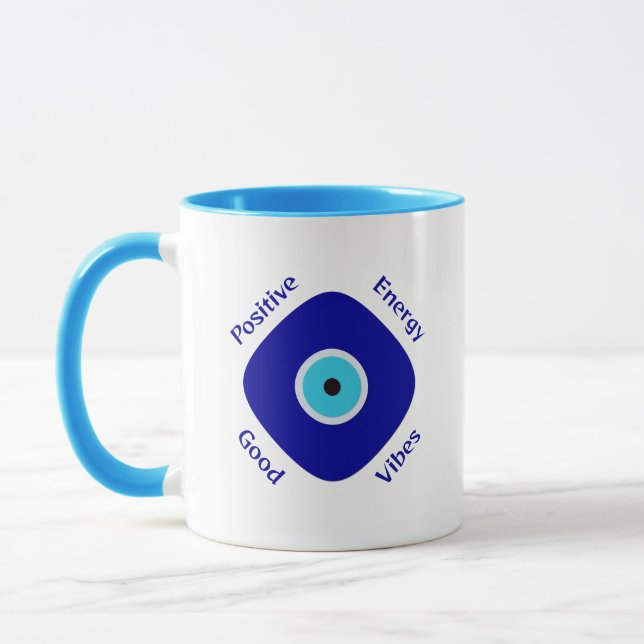 Caneca Simplesmente Vibrações Positivas Olho Azul do Mal  (Esquerda)