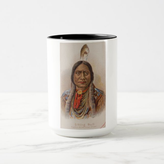Caneca Sinais de fumaça: Touro Sentado Chefe Indiano de L (Centro)