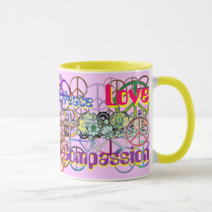 Caneca Sinais de Paz Retro dos Anos 60 em AbundânciaPaz A