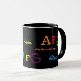 Caneca Sinais/nome de Monograma Colorido personalizados